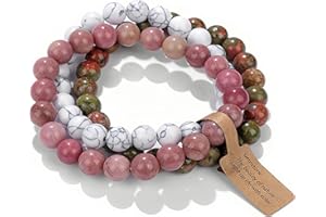 SAIBANGZI Handmade Echte Natursteinperlen Heilsteine Armband Unisex Chakren Perlenarmband, 8MM Runde Edelsteine Yoga Armbänder, Elastische Perlen Anti Stress Armband