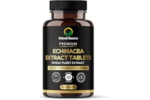 Natural Sources Echinacea Tablets UK - (2000 mg from 10:1 200mg) 120 Whole Plant Extract Tablets Highest Strength - Produced in The UK – No Artificial Additives – Non-GMO – Gluten Free