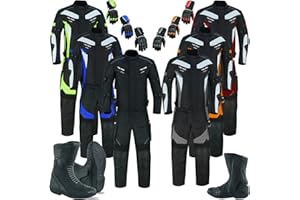 INFLORI Motorbike Suit for Men Motorcycle waterproof suit Cordura Jacket with Trouser and Boots CE Approved Protective Armoured