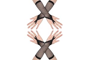 oruola 2 Pairs Fishnet Gloves,Kids Fishnet Gloves,Mesh Glove for Women,Black Lace Sleeves,Goth Punk 80s Party Cosplay Scene Accessories for Women & Girls