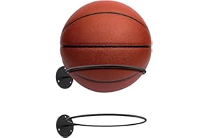Grizef 2 Pack Ball Storage Rack Black Ball Holder Wall Mount Basketball Racks Football Display Rack for Soccer Volleyball Rugby Indoor Durable Gym Sport Ball Storage Holder