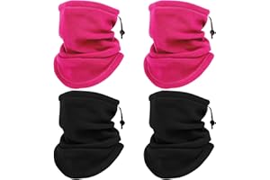 SKHAOVS Lot de 4 cache-cou en polaire avec cordon de serrage - Coupe-vent - Multifonctionnel - Pour homme et femme - Pour le ski, la randonnée, l'escalade
