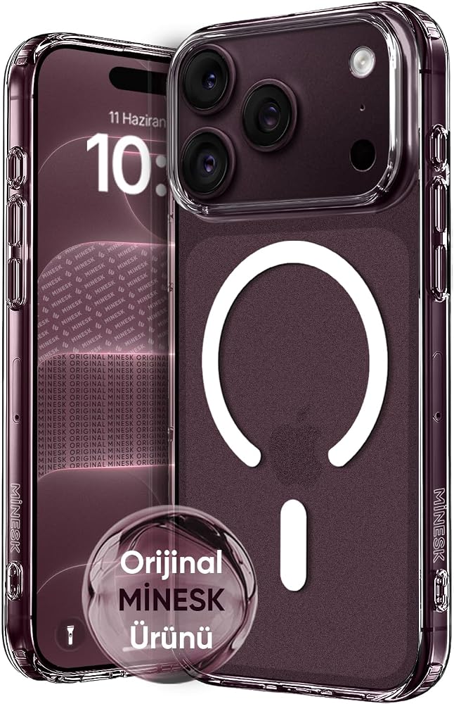 Minesk iPhone 17 Pro Max/18 Pro Max için MagSafe ile Uyumlu SuperMatt Serisi - Arkası Sert MAT Materyal Kenarları Yumuşak Şeffaf Metal Tuş Takımı Şeffaf Silikon Kılıf (Manyetik, 17 Pro Max/18 Pro Max)