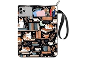 CRASPIRE Custodia per Libri in Tessuto da 11x8.6 Pollice con Cerniera Custodia Protettiva in Tessuto A Forma di Gatto Tasca Lavabile e Riutilizzabile Custodia per Quaderni con Copertina Morbida
