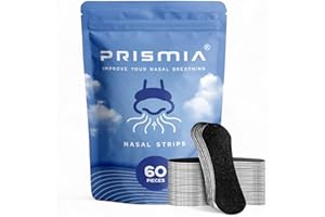 PRISMIA Pack de 60 Tiras Nasales Negras. Nose Strips Antironquidos para Dormir. Alivia la Congestión Nasal para una Mejor Respiración. Nasal Strips para Reducir Ronquidos. Tiritas Nariz Deportivas.