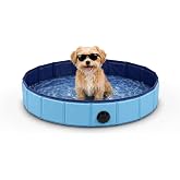 BESCH Folding Pool for Dogs and Cats, Portable Pet Bath with Drain, Non-Slip Pool for Summer, Indoor and Outdoor Use 80&Oslash; x 20