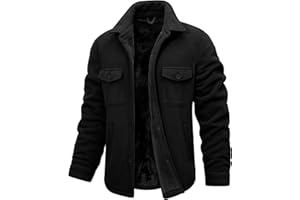 heekpek Men's Jackets Autumn Winter Fleece Flannel Shirts Jacket Long Sleeve Lumberjack Casual Lapel Collar Coat with Pockets