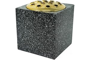 ANGRAVES Black Speckled With Gold Lid Memorial Graveside Funeral Flower Rose Bowl Vase