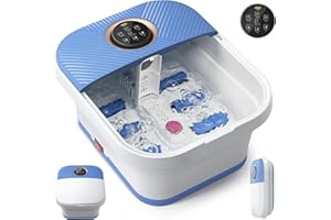 ALLJOY Fußbadewanne Klappbar mit Massage, Heizung 41-48°C, Fernbedienung, Pediküre Bimsstein, fussbad mit massagefunktion, fu