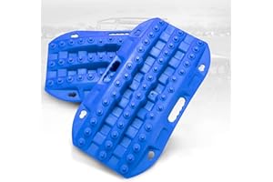 BUNKER INDUST Off-Road Traction Boards, 2 Pcs Recovery Tracks Traction Mat for 4X4 Jeep Mud, Sand, Snow Traction Ladder-Blue Tire Traction Tool