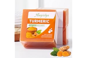 ANGIVLGA Turmeric Soap,Nature Turmeric Soap,Pure Turmeric Handmade Soap Bar For Face & Body，Dark Spot Corrector Remover,Moisturizing Erase Fine Lines,Firming，Friendly Vegan&Cruelty Free (1 PCS)