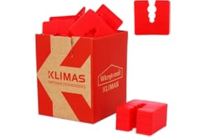 KLIMAS® Abstandshalter Kunststoff 3mm 50 Stück Distanzscheiben Set Rot | Sockelprofile Sockelschiene Ausgleichstück Distanzstück für Universal-Dübel mit 3 Durchmesser Ø 6/8/10 mm PE Abstandhalter