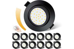 Dexnump Spot LED Encastrable Dimmable, Spots de Plafond 230V, 5W 600LM Spot Encastré Equivalente de 50W, Spot Ultra Plat de 25mm, IP44 pour Salle de Bain Chambre Cuisine Salon, Lot de 12 (Noir, 4500K)