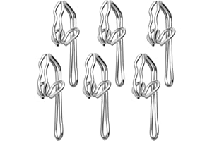 HRLORK 50 Pack Curtain Hooks Silver Metal Hooks Drapery Hook for Curtain of Window Study Bedroom Livingroom