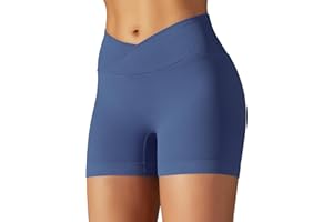 JTSONN Pantalones Cortos Mujer V Cross Waist Short Deportivo Mallas Cortas Push Up Leggins Cortos Seamless Pantalon Corto Deporte Yoga Cycling Running Fitness Shorts