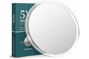 MAVORO Magnifying Mirror with 3 Suction Cups 9 Inch (5X Magnification)