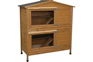 Kerbl Pet Nagerhaus Appartement Pro, 118x61x130 cm, Stall, Holz mit Holzschutzfarbe lasiert, Hasen, Nager, 5 cm hohe Ausziehwanne, wetterfestes Dach