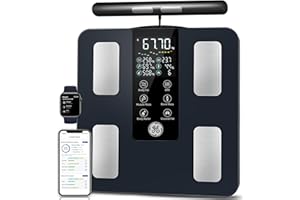 GE Scale for Body Weight and Fat, Digital 8-Electrode Smart Bathroom Scale 27 Measurements for BMI Muscle Mass Body Composition Analyzer Bluetooth Accurate Weighing Machine, 180kg/400 Pounds Capacity