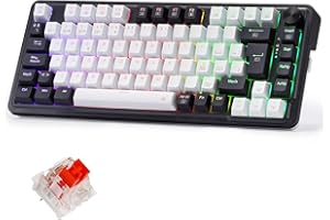 Redragon K673 Pro 75% Gasket RGB Teclado Mecánico, Teclado Gaming con Perilla, 82 Teclas, 2.4Ghz/BT/USB-C, Espumas Absorbentes de Sonido, Hot-Swap Interruptor Rojo, 4000mAh batería, QWERTY Español
