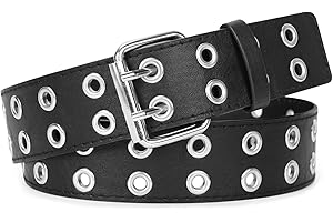 JasGood Punk Gürtel Damen und Herren Doppelloch Gürtel mit Punk Style Cosplay Hip Hop Rock für Gothic-Outfits