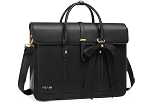 MOSISO Sacoche Ordinateur Portable femmes,15-15,6 Pouces Sac à Bandoulière Cuir PU Convertible en Sac à Dos, 16 Pouces Sac Messager,Sac à Main Sac d'ordinateur avec Noeud Papillon,Noir
