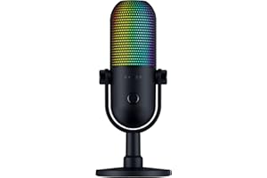 Razer Seiren V3 Chroma - Micrófono USB RGB con pulsación para silenciar (Iluminación Reactiva Para Streaming y juegos, Micrófono de condensador supercardioide) Negro
