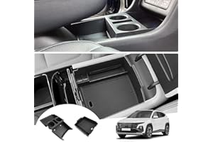 ‎GAFAT GAFAT Hyunda-i Tucson NX4 2025 2026(Elektronische Automatik) Mittelkonsole Aufbewahrungsbox, Tucson 2025 Armlehne Tray + Organizer Unten die Mittelkonsole Mit Becherhalter [2 Stück]