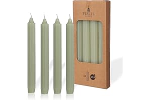 ‎COMFORDER comforder COMFORDER Stabkerzen Set, 4x Tafelkerzen einfarbig + gerippt, 20cm, 7 Stunden Brenndauer (Hellgrün)