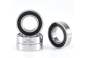 XiKe 6800-2RS Rodamientos de bolas sellados 10x19x5mm Pre-lubricado y Acero cromado y Doble junta de goma, 6800RS Cojinetes de bolas de ranura profunda, Paquete de 4.