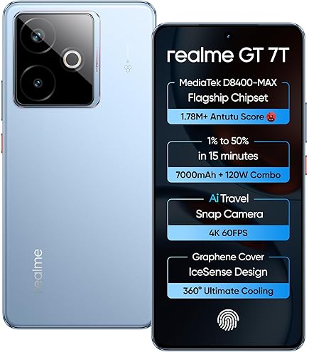 realme GT 7 (IceSense Blue,12GB+512GB) | India's 1st MediaTek