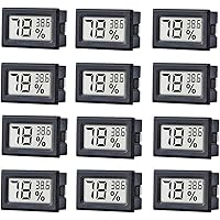 JEDEW 12er-Pack LCD Digital Temperatur-Feuchtigkeitsmesser Thermometer(℃), Mini-Digital-Thermometer Hygrometer und…