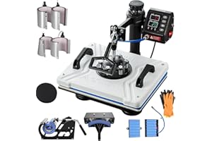 VEVOR 10 en 1 Prensa de Calor Multifuncional Blanco, Máquina de Sublimación 1000 W 29 x 38 cm Máquina Impresión de Calor para Camisetas, Diseño Giratorio de 360°, con Accesorios Completos
