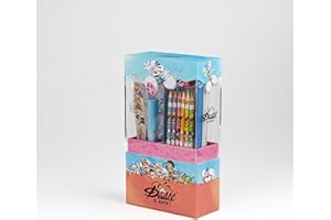 Diddl - Schreibset A6, 1 Notizbuch + 1 Stift + 1 Radiergummi + 1 Lineal + 6 Buntstifte + 1 Bleistiftspitzer + 1 Federmäppchen – Schreibwaren-Set – Geschenkidee für Kinder und Nostalgischer Fan der