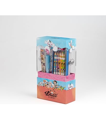 Diddl - Schrijfset A6, 1 notitieboek 1 pen 1 gum 1 liniaal 6 kleurpotloden 1 puntenslijper 1 pennenetui – cadeau-idee voor kinderen en nostalgische fan van de jaren 90