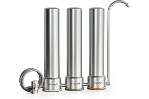 Frizzlife TS99-S Countertop Water Filter System, 9-Stage Stainless Steel Faucet Water Filtration, 0.5 Micron NSF Certified Elements Reduces 99.99% Lead, Chlorine, Heavy Metals, Scale and Limes