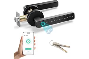 TEKXDD Cerradura Inteligente para Puertas, 4 en 1 Cerradura Electronica,Tuya App,Huellas Dactilares,Contraseña Digital,Llave Mecánica,Biometric Smart Door Lock for Bedroom Hotel Apartment Office