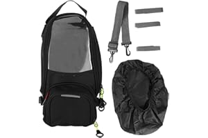 Aukson Bolsa de depósito, Motor de Motocicleta Bolsa de depósito de Combustible Impermeable Bolsa de navegación magnética Mochila Grande con Ventana Transparente