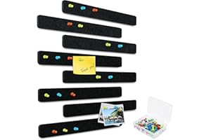 Yoillione Feltro Bacheca in Sughero, Lavagna Sughero, Rettangolo Bacheca Foto da Parete Lavagnetta Sughero con 20 Puntine per Condominiale Ufficio Appendere Foto Portachiavi, (8 Pezzi, Nera)