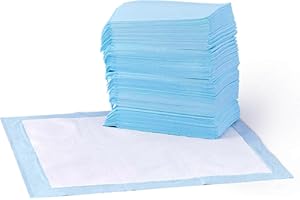 Amazon Basics Dog and Puppy Training Pads, Leakproof, 5-Layer Design with Quick-Dry Surface, Regular, Pack of 50, Blue