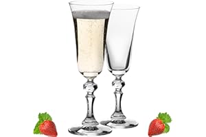 IMPERIAL GLASS IMPERIAL Elegantes juego de copas de champán 180ml Serie 'Vintage' 2 piezas Copas de champán de vidrio cristalino aptas para lavavajillas