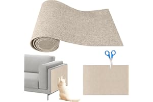 NATUYA Cat Scratcher Mat, 100x40cm Trimmable Carpet Replacement for Tree Shelves, Self-Adhesive Couch Protector, Easy Use for Wall Furniture and Scratcher Posts (Cream, 40 * 100CM)