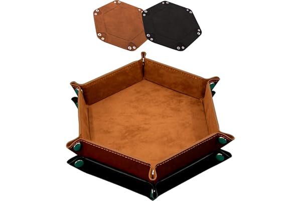 SIQUK 2 Pièces Piste de Dés Cuir et Velours Plateau de des Pliable pour DND RPG Jeux de Table, Noir et Marron