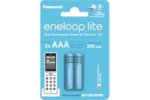 Panasonic eneloop BK-4LCCE/2DE | Ready-to-Use Ni-MH akumulatory, 2 sztuki w zestawie, 4 eneloop AA/Mignon + 4 eneloop AAA/Micro, większa pojemność, w opakowaniu w bez tworzyw sztucznych, light blue
