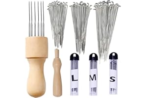 ‎GRILLMER 101 Stücke Filznadeln Set, 3 Größen Wolle Filzen Nadeln mit 3 Stücke Nadelflaschen, 4 Stücke Fingerspitze, Holzgriffe für Nadelfilz Märchenwolle Trockenfilzen