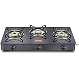 Prestige Magic Glass Top Gas Stove GTMC 03, Black, Tri Pin Burners, Manual