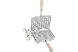 CBE Elettrodomestici Biscottiera Elettrica per Ferratelle Abruzzesi MOD. 5010100, Piastra per Cialde Sottili con Design Tradizionale, in Alluminio e Manici in Legno