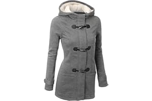 GHYUGR Cappotto con Cappuccio Donna Invernale Autunno Elegante Lungo Giacca Cotone Hoodies Classico Pulsante Corno Outwear