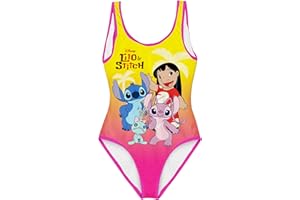 Disney Stitch et Angel Maillot de Bain Une Pièce pour Fille, Conception Lilo Stitch Angel e Scrump Maillot de Bain Natation pour Enfant, Tailles 6 à 10 Ans