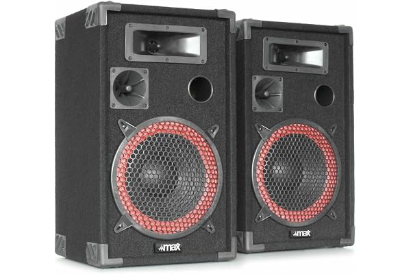 MAX XEN3508 Paire d'Enceintes Passives 8", Puissance de 2X 500 Watts, SPL 110dB, Caisse Solide pour Le Transport, Larges Poignées et Coins de Protections, Parfait pour Utilisation Mobile
