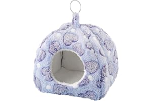 Lotsdonxia Small Animal Warm Bed – Lightweight & Cozy Pet Bed Soft Winter Sleeping House for Rabbits, Guinea Pigs, Hamsters & Bunnies Heart Print Designs (20x20x16cm)